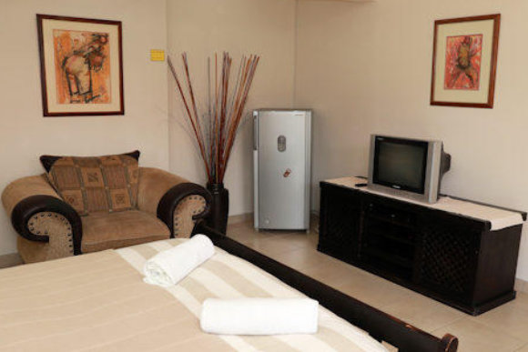 Room 6 fridge and TV